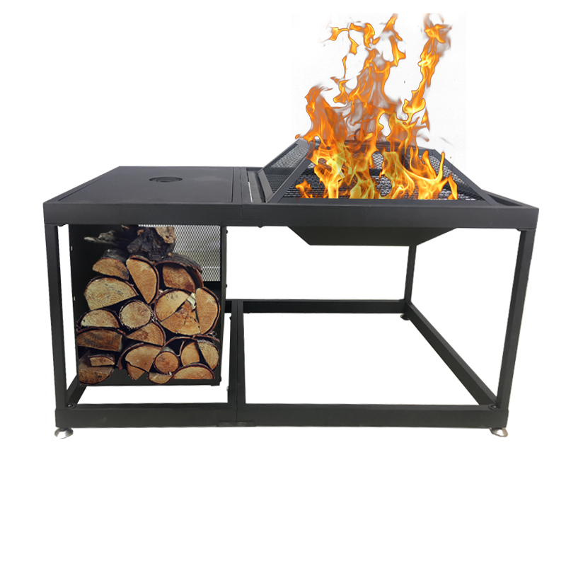 New rectangular fire pit table firewood savings outdoor heating yard party