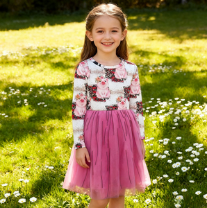 Vestido de Tul de Dos Capas con Mangas Largas para Niñas, Precio al por Mayor OEM/ODM, Patrones Personalizados, Vestido de Fiesta de Tul para Bebés y Niños Pequeños, Vestido de Otoño para Cumpleaños - Product Image 2