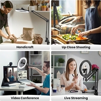 Support de téléphone en plastique à long bras de 26 cm avec kit d'éclairage annulaire pour YouTube, diffusion en direct, enregistrement vidéo, photographie