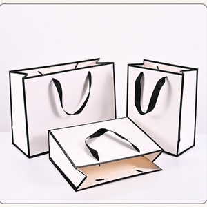 Baoren In Stock Clothing Store Tote Paper <b>Bags</b> High-end White Card Paper <b>Bags</b> Minimalist Glasses Book Shoes Clothing Gift <b>Bags</b> - Product Image 2