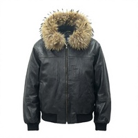 Blouson Bomber en Cuir Vintage NX pour Homme 2026, Col à Grande Capuche, Broderie Lettres, Coupe Ample et Respirante, Fermeture Éclair, Style Hip-Hop