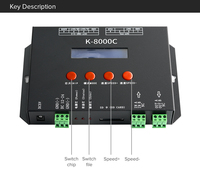 Controlador de píxeles LED, controlador de pantalla de matriz LED, programable, DMX512, SPI, RGB/RGBW, 1024 píxeles con soporte de tarjeta SD, DMX512