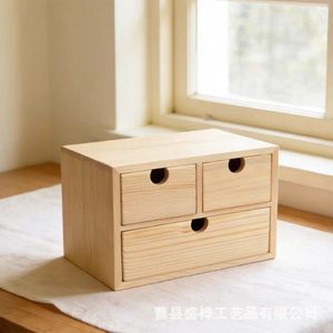 Boîte de rangement de bureau multi-couches en bois massif pour bijoux, cosmétiques, chambre à coucher, bureau - Product Image 2