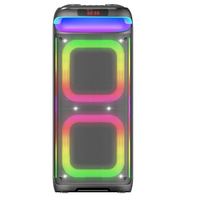 Professional DJ Karaoke Portable 12" Woofer 5000-8000mAh Battery for V5.3 Wireless 2-Mic RGB LED Speaker System Flagsail