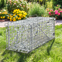 Piège solide et grande taille pour animaux : coyote, raton laveur, vison, castor, belette, blaireau, écureuil, opossum, lapin, chien, renard, chat – Cage de capture humaine
