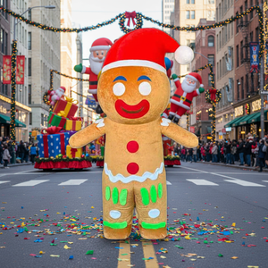 Costume de mascotte gonflable géant de 2,2 m à 2,6 m pour adulte unisexe, motif bonhomme en pain d'épices amusant, personnage de dessin animé, OEM pour Noël - Product Image 5