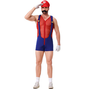 Disfraz de Super <span class=keywords><strong>Mario</strong></span> <span class=keywords><strong>Bros</strong></span>. - Ropa de Fiesta para Hombre - Uniforme de <span class=keywords><strong>Mario</strong></span> con Cinturón - Disfraz de Halloween - Product Image 5