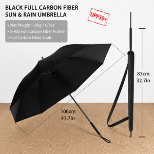 Paraguas Recto de Fibra de Carbono Ultraligero con Diseño Minimalista de Alta Gama, 106 cm de Diámetro, Apertura Manual, Recubrimiento Negro UPF50, Logotipo Personalizado - Product Image 2