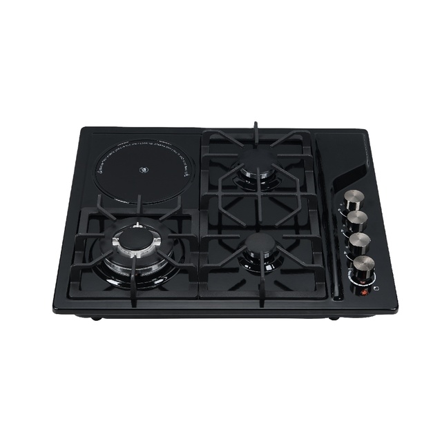 Best Quality 4 Burner Steel Gas & Ceramic Hob Commercial 4 Burner Gas Cooker with Electric Power Source and Metal Knob