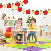 Bannière en papier crayon pomme pour la rentrée scolaire, décorations de classe, bannières durables pour enseignants et accessoires photo