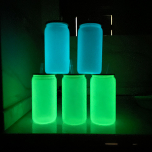 16oz UV changement de couleur lueur dans le verre foncé peut vierge sublimation verre à bière tasse avec couvercle en bambou - Product Image 4