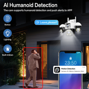 Caméra de sécurité CCTV WiFi 16MP, 4 objectifs, 4 écrans, <span class=keywords><strong>surveillance</strong></span> extérieure, caméra PTZ, vision nocturne, détection de mouvement, vision à distance - Product Image 4
