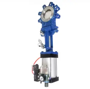 Pneumatic control valve 2-inch ductile iron soft sealed one-way knife gate valve for slurry
