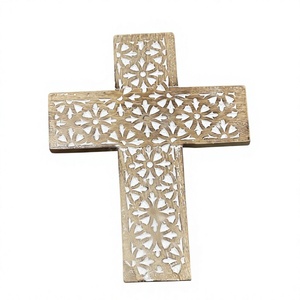 Sculpture murale en bois en forme de croix, décoration religieuse pour la maison, salon, baptême, design Art Déco, lavable, emballage en une seule pièce - Product Image 3