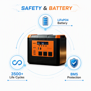 Estación de Energía Portátil de 2000W con Batería LiFePO4, UPS de Onda Sinusoidal Pura, Estación de Energía Solar Portátil, Banco de Energía - Product Image 6