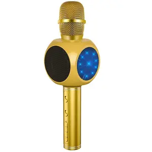 Simr-micrófono inalámbrico con Bluetooth para Karaoke, máquina de Karaoke con luces LED, altavoz portátil