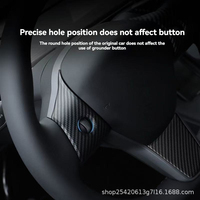 Autocollant décoratif en fibre de carbone brillante pour volant de voiture, pour Tesla Model 3/Y, pièces de modification de voiture, pièces intérieures