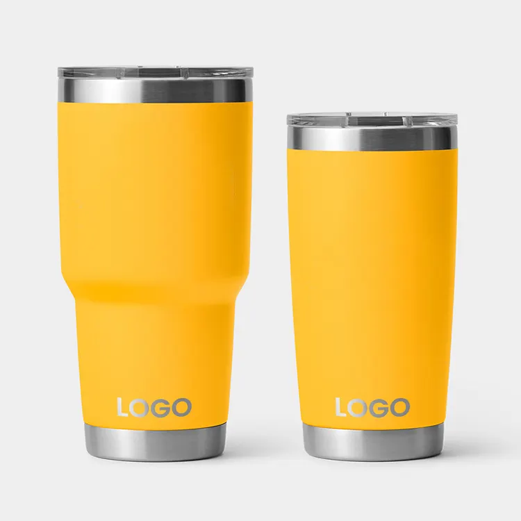 Custom logo minimalist stainless steel travel mug 16oz 20oz 30oz laser engraved powder coat yetitumbler tumblers with lid
