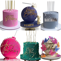 Décoration de gâteau Joyeux Anniversaire en acrylique miroir or et argent, découpée au laser, pour la décoration de fête d'anniversaire