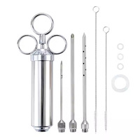 Injecteur de marinade 2 oz, outil d'assaisonnement pour rôtis, design minimaliste moderne, personnalisable, aiguille à dinde en acier inoxydable 304