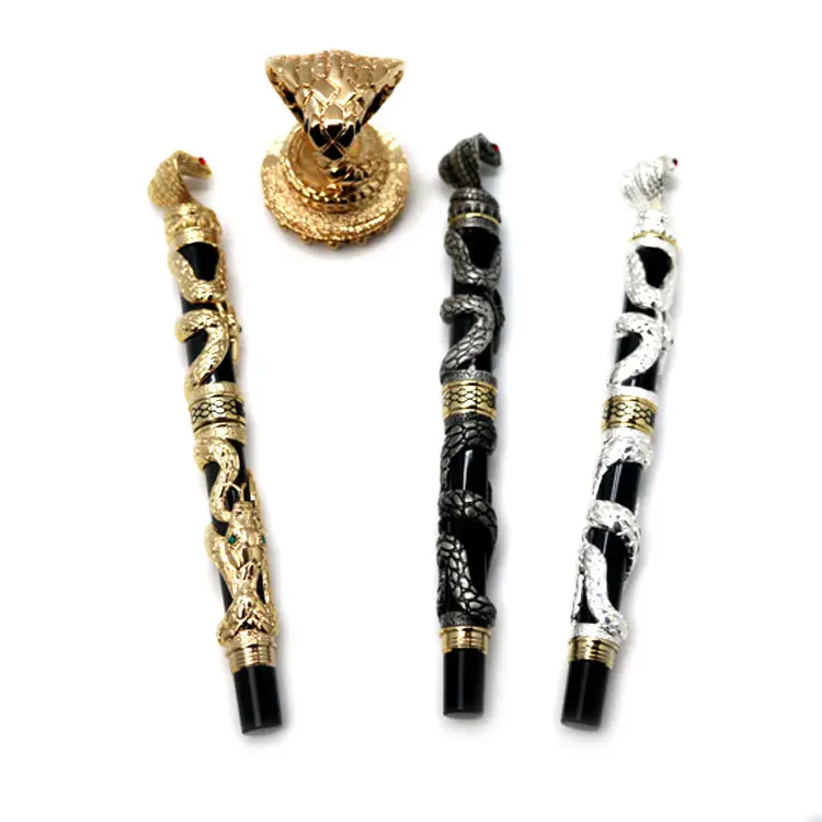 Collection design 3D snake pen luxury metal heavy pen Jinhao calligraphy medium-fine iridium snake fountain pen for souvenir