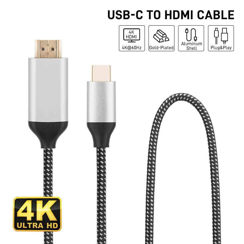 Cable USB tipo C a HDMI, alta calidad, compatible con transmisión de vídeo 4K ULtra HD