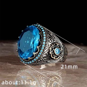 Grande Anello Rotondo Blu da Donna, Elegante Accessorio da Dito per Feste e Matrimoni, Idea Regalo - Product Image 4