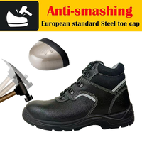 Chaussures de sécurité à semelle en PU injectée avec bandes réfléchissantes, embout en acier, antistatiques, antidérapantes, en cuir, pour le travail industriel