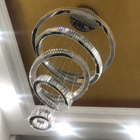 Lustres suspendus modernes en cristal, anneaux ronds LED, pour la maison, la villa, les escaliers, les hôtels et les projets de hall d'entrée
