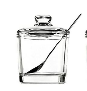 <span class=keywords><strong>Set</strong></span> classico di zuccheriere in vetro trasparente con coperchio per servire cucchiaio di sale vaso di pepe contenitore per Dispenser di condimenti - Product Image 1