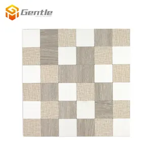 Матовый тканые деревянная квадратная алюминиевая составляется мозаика кожуру и палкой плитка для кухни всплеск задняя самоклеющаяся стены мозаика дизайн