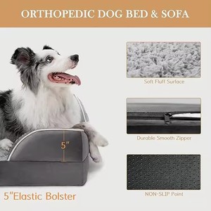 Suppliers Custom Gray Velvet Rectangle Orthopedic <b>Dog</b> <b>Bed</b> Outdoor Travel Memory Foam 4 Sided Pillow Pet <b>Bed</b> for <b>Medium</b> <b>Dog</b> - Product Image 2