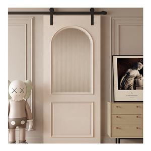 צרפתית צבועה חדר דלת חדר שירותים מלא עץ מלא דלת האסם הזזה דלת לבן תלוי מעקה - Product Image 6