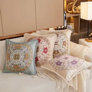 Housse de coussin en Jacquard de luxe, européen, classique, élégant, broderie florale, décoration de la maison, 2 pièces