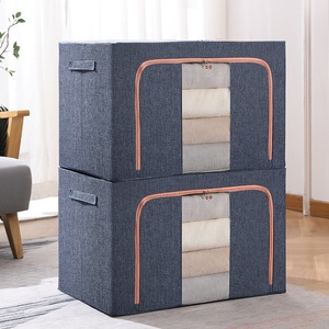 Hot Bán Tủ Quần Áo Có Thể Gập Lại Quần Áo Lưu Trữ Tổ Chức Túi Công Suất Lớn Không Thấm Nước Linen Khung Thép Lưu Trữ Hộp 2 Gói - Product Image 1