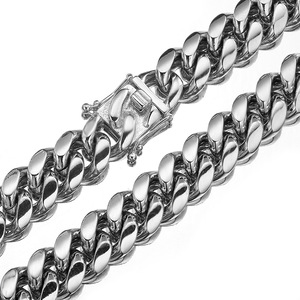<span class=keywords><strong>24</strong></span> 인치 스테인레스 스틸 18k 골드 도금 망 쿠바 링크 체인 목걸이 팔찌 14mm - Product Image 4
