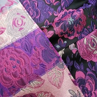 Tissu Jacquard Brocart Double Face en Polyester Spandex Teint en Fil Motif Pivoine de Luxe pour Robe Femme JSB-169