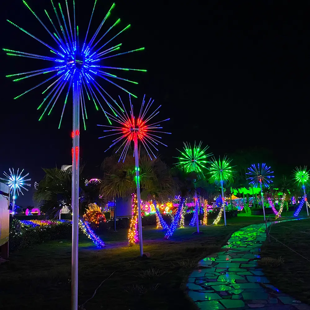 기본 사용자 정의 크리스마스 장식 빛 야외 풍경 웨딩 정원 조명 RGB LED 불꽃 모티브 빛