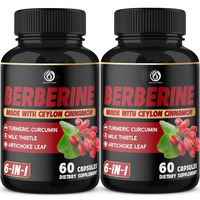 Gélules OEM/ODM de berbérine avec cannelle de Ceylan, curcuma, chardon-Marie, artichaut et poivre noir pour adultes