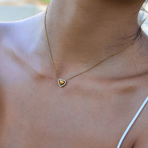 Collar con Colgante de Corazón Chapado en Oro para Mujer, Cadena de Aleación, Joyería Romántica para Uso Diario con Circonita Cúbica - Product Image 2