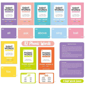 OEM ODM Personalisierte Sichtwort-Lernkarten Frühes Lesen Vokabular-Lernen Kindergarten Vorschul-Lernkarten - Product Image 4