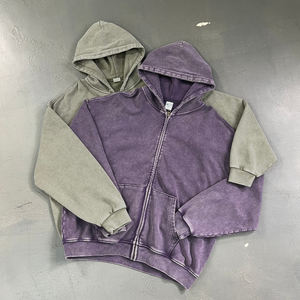 Sudadera con Capucha de Algodón Grueso de 430 g/m², Personalizada, Extra Grande, con Cierre YKK, Lavado Ácido, Bordado en Relieve Vintage, Impresión de Alta Calidad - Product Image 1