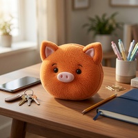 Porte-monnaie en peluche cochon orange Kawaii, pochette mignonne et moelleuse en forme de tête de cochon avec dragonne, porte-clés en peluche doux, breloque de sac, cadeau personnalisé