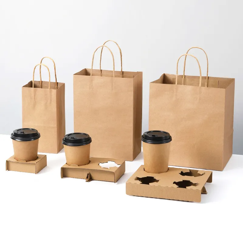 Disposable 2 4 6 cups coffee paper holder tray takeout paper cup carrier eco friendly corrugated paper cup holder carry