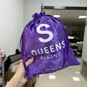 NEW Luxury Purple Satin Drawstring Packaging <b>Silk</b> Jewelry Gift Ring Pouch Bag Custom Small Satin Bag for Wig Packing - Product Image 6
