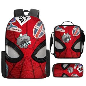 Nouveau style : Ensemble trois pièces – Sac à dos Spider-Man de dessin animé, sacs messager portables et trousse à crayons étanche pour cartables d'étudiant - Product Image 6