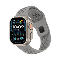 Bracelet de montre en silicone ventilé à mailles perforées pour Apple Watch Ultra, avec découpe oblique, respirant, fermoir carré, personnalisable avec logo OEM