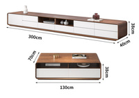 Ensemble Meuble TV et Table Basse Minimaliste Moderne Effet Bois avec Rangement Intégré pour Salon et Mobilier de Maison