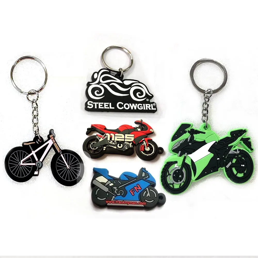 Promotional Bike Rubber Keychain With Logo Cheap Custom Silicone 3D Rubber Pvc Motorcycle Keyring Key Chain Holder