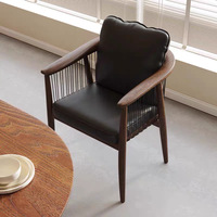Chaise de salle à manger en bois massif de style médiéval PurelyFeel Fauteuil rembourré doux haut de gamme Dossier de ménage Chaise pour une personne